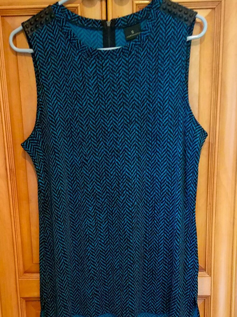 Faux Leather Detail Sleeveless Blouse